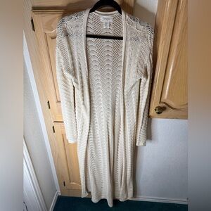 Jessica Simpson Cream Open-Knit Duster Cardigan